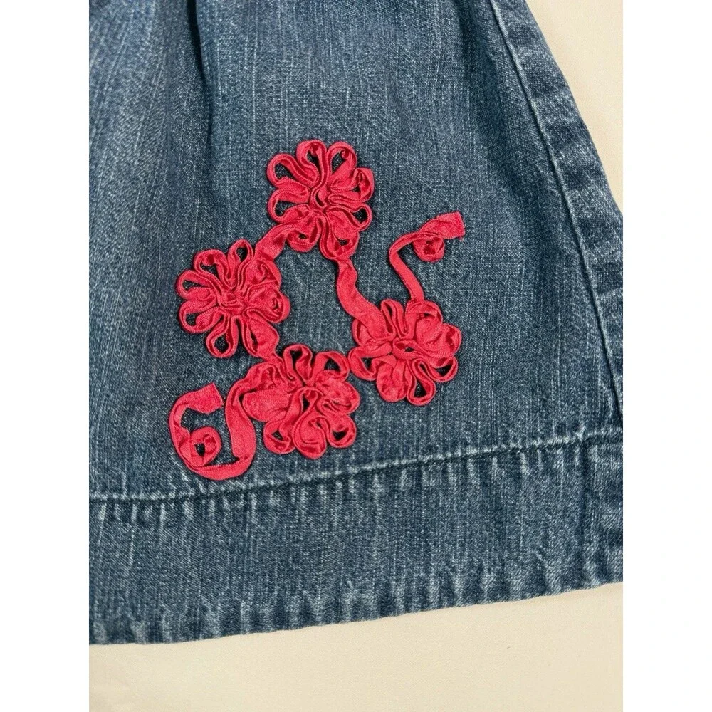 OSHKOSH B’GOSH Girls 6 Denim Skirt Embroidered Flower‎ Western Rodeo Y2K